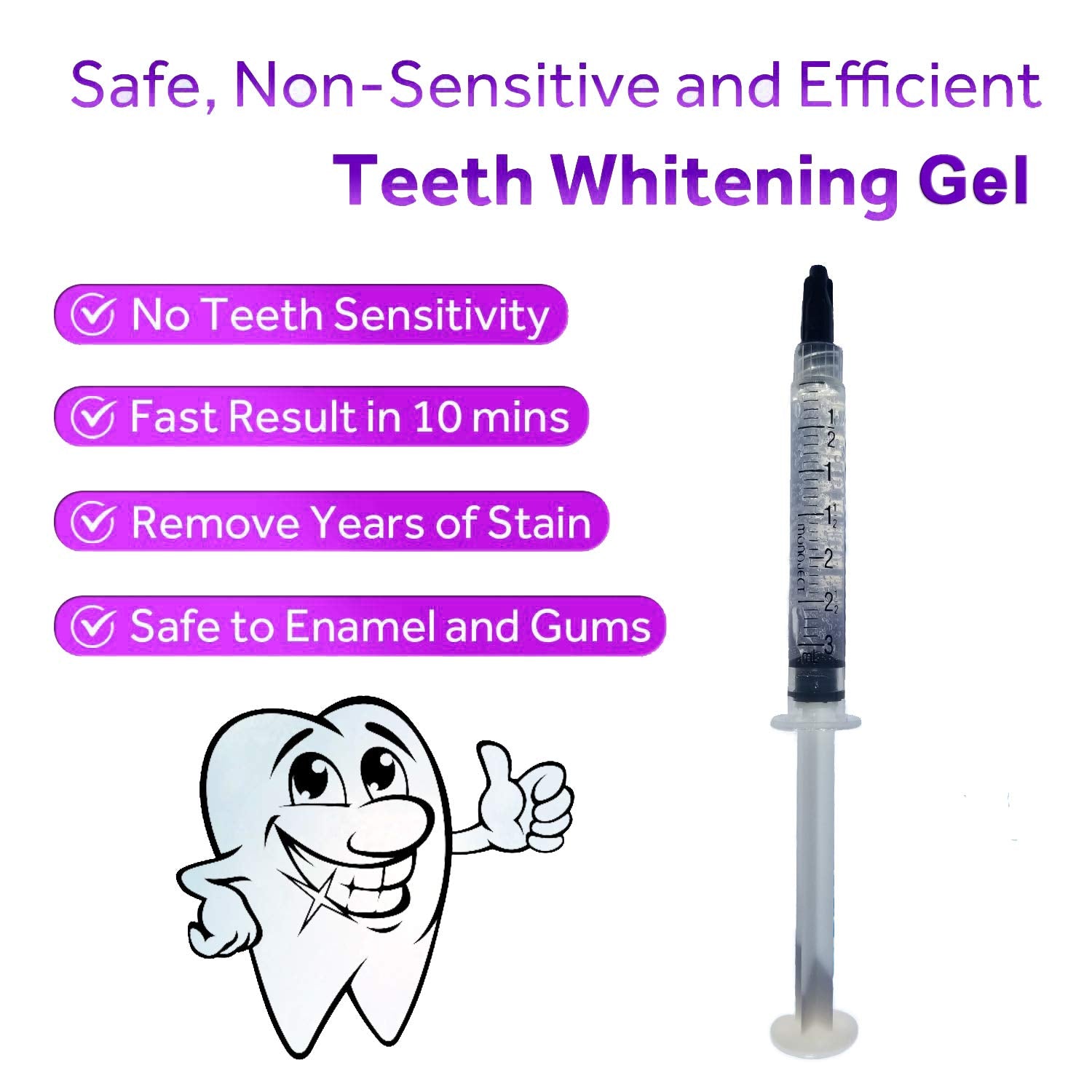 Close-up of Bright White Smiles whitening gel syringes.