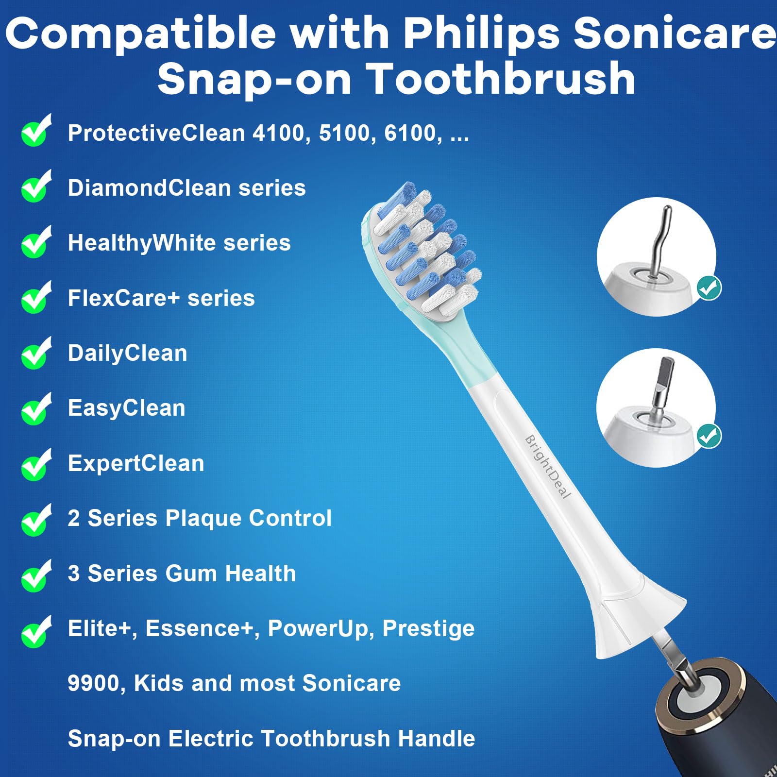 BrightDeal Philips Sonicare replacement heads 6-pack White/Black - product shot 2