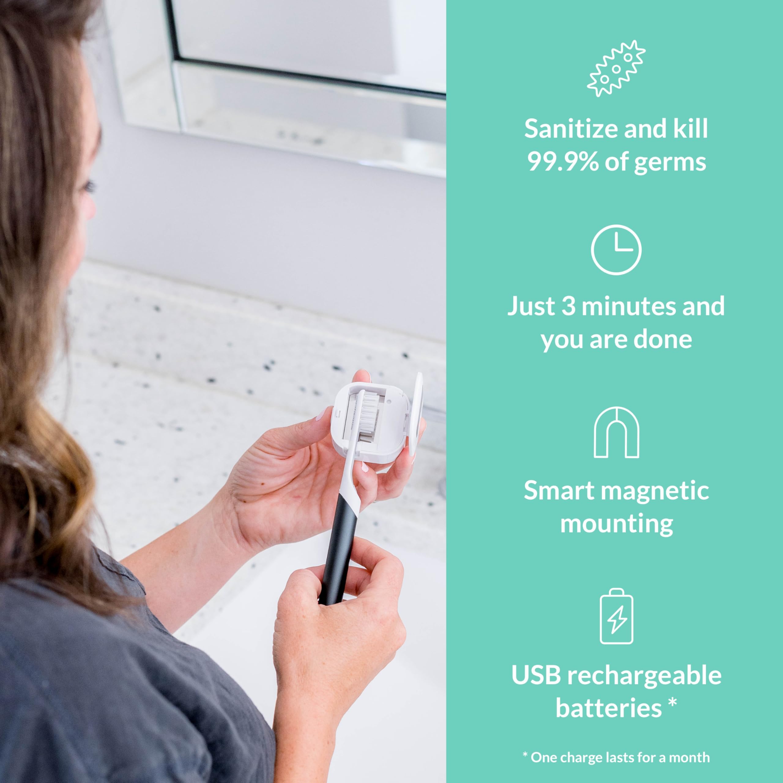 Magnetic holder feature for mounting Bril on bathroom wall or mirror