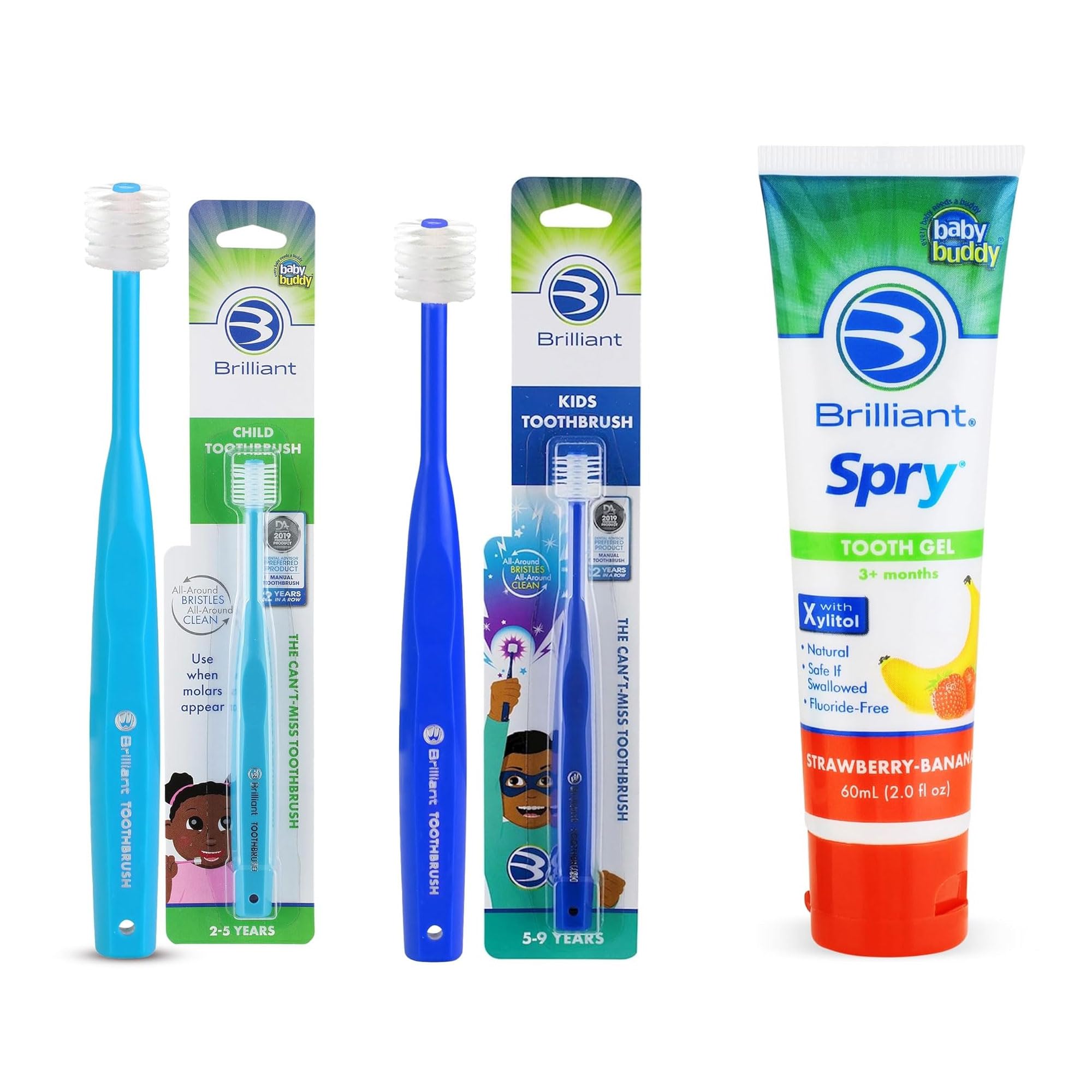 Child toothbrush Sky Blue with 360° round-head design