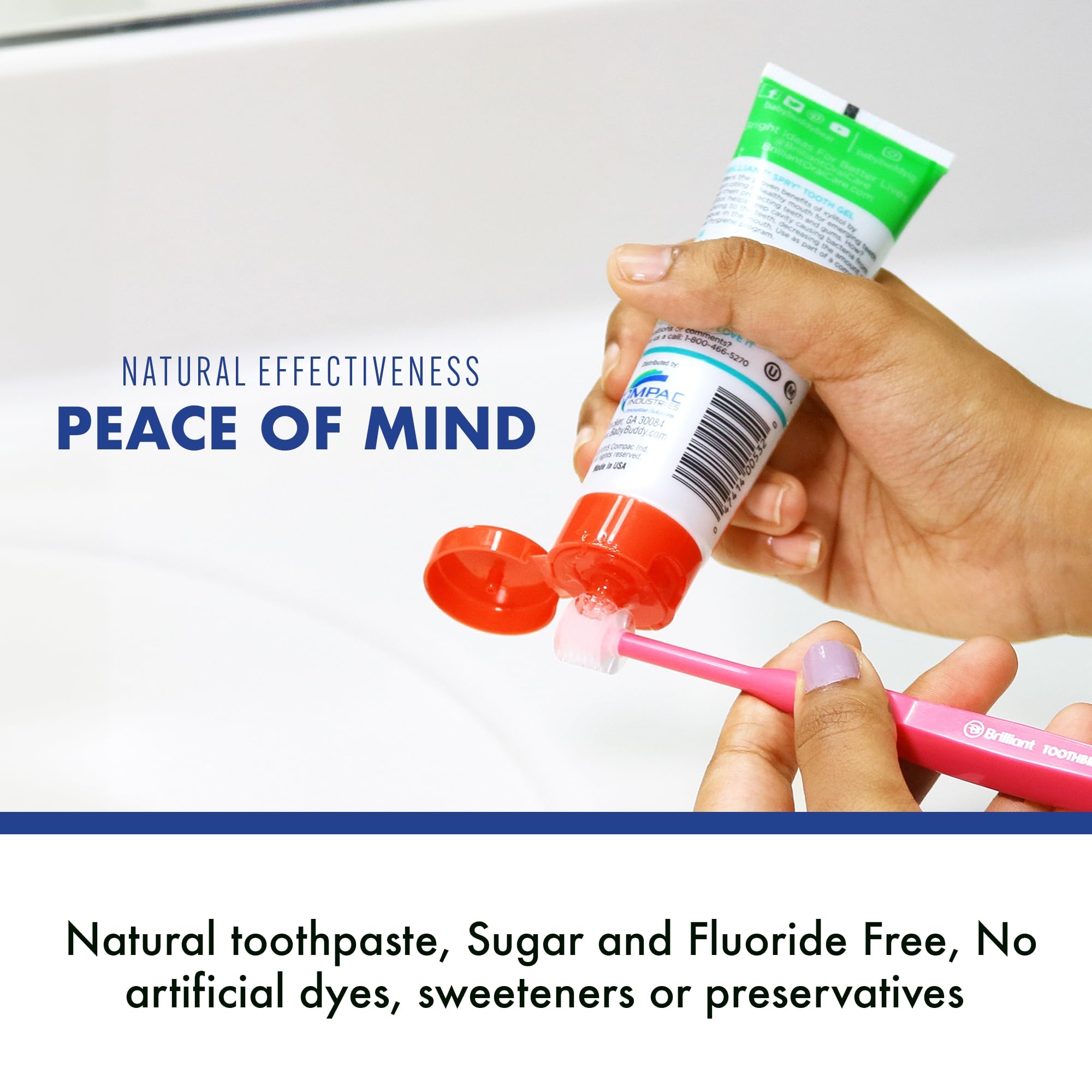 Person brushing teeth using the Brilliant Sensitive Toothbrush.