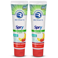 Brilliant Oral Care Kids Fluoride Free Toothpaste Gel with Xylitol – Strawberry Banana flavor, 2 oz, 2-pack