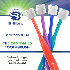 Close-up of ultra-soft round-tip bristles on kid's toothbrush