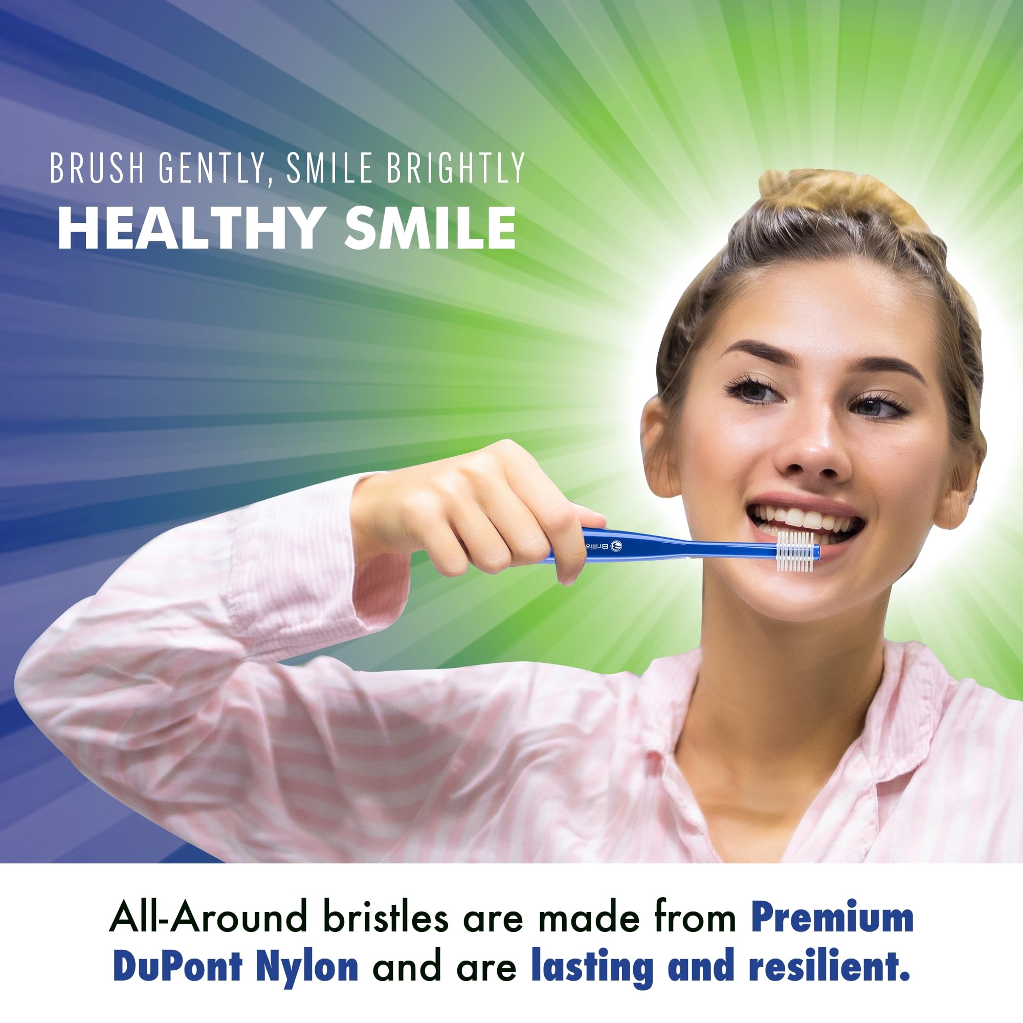 Toothbrush with round head and soft bristles