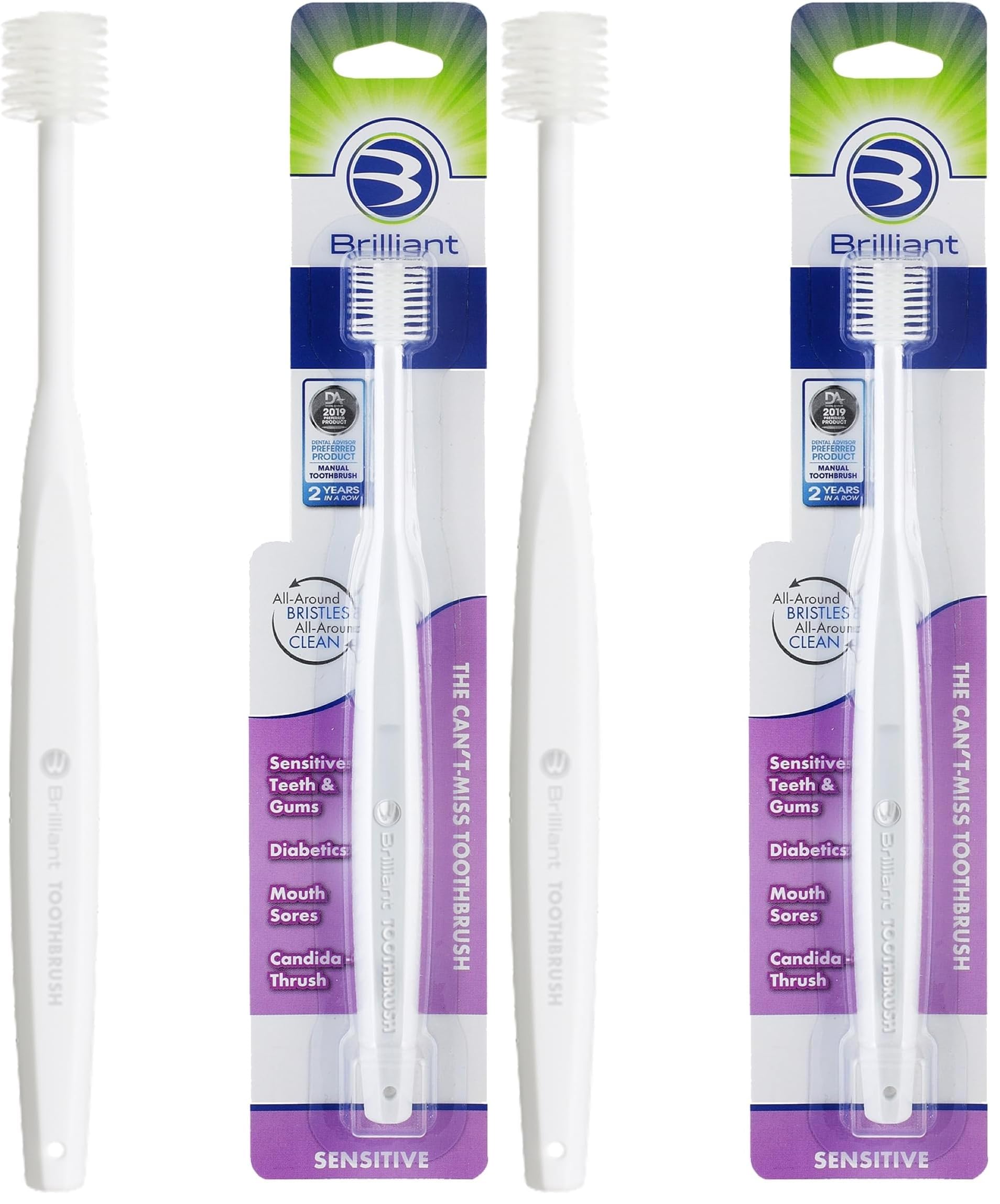 Brilliant Sensitive Toothbrush 2-pack with round head