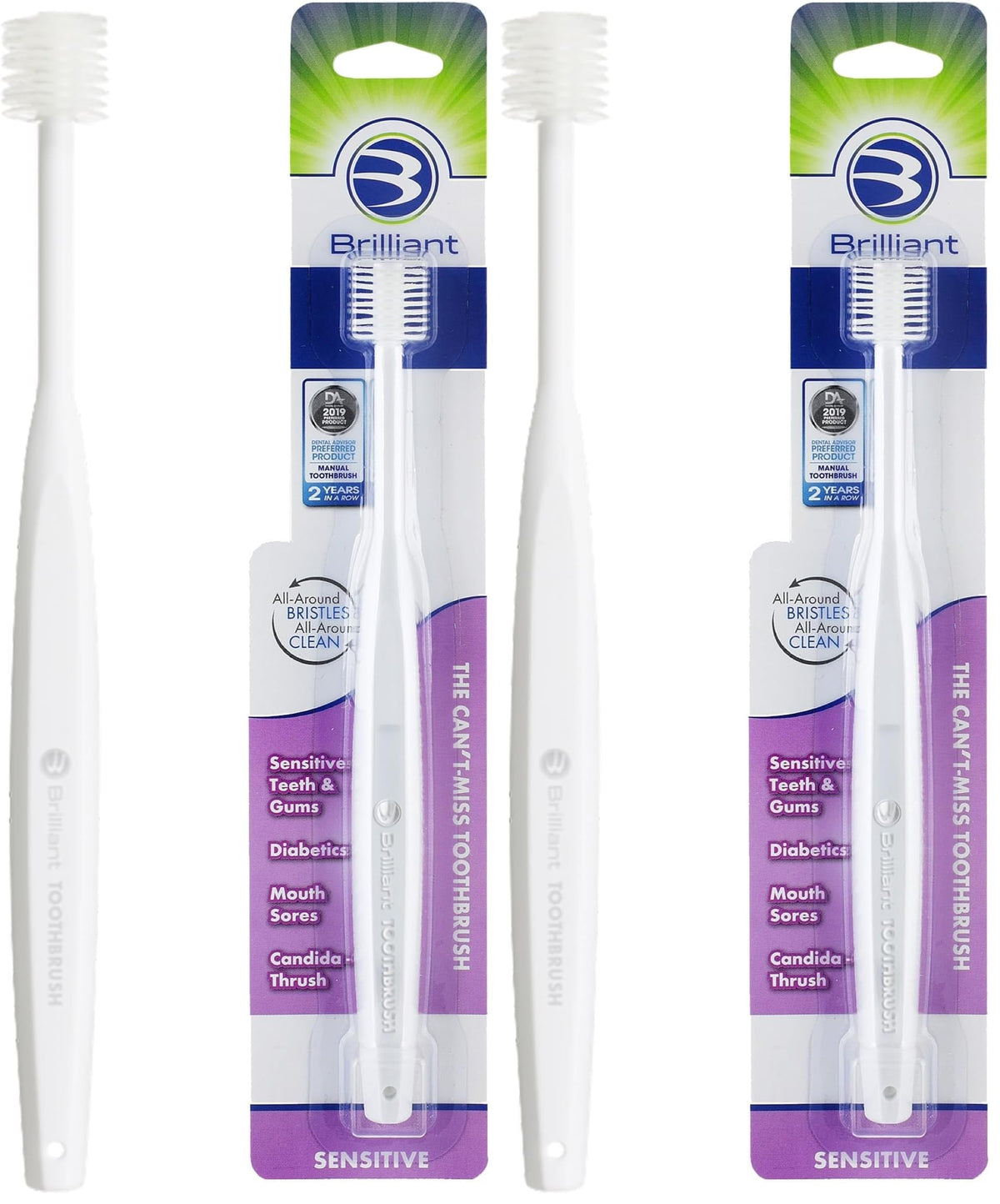 Brilliant Sensitive Toothbrush 2-pack with round head