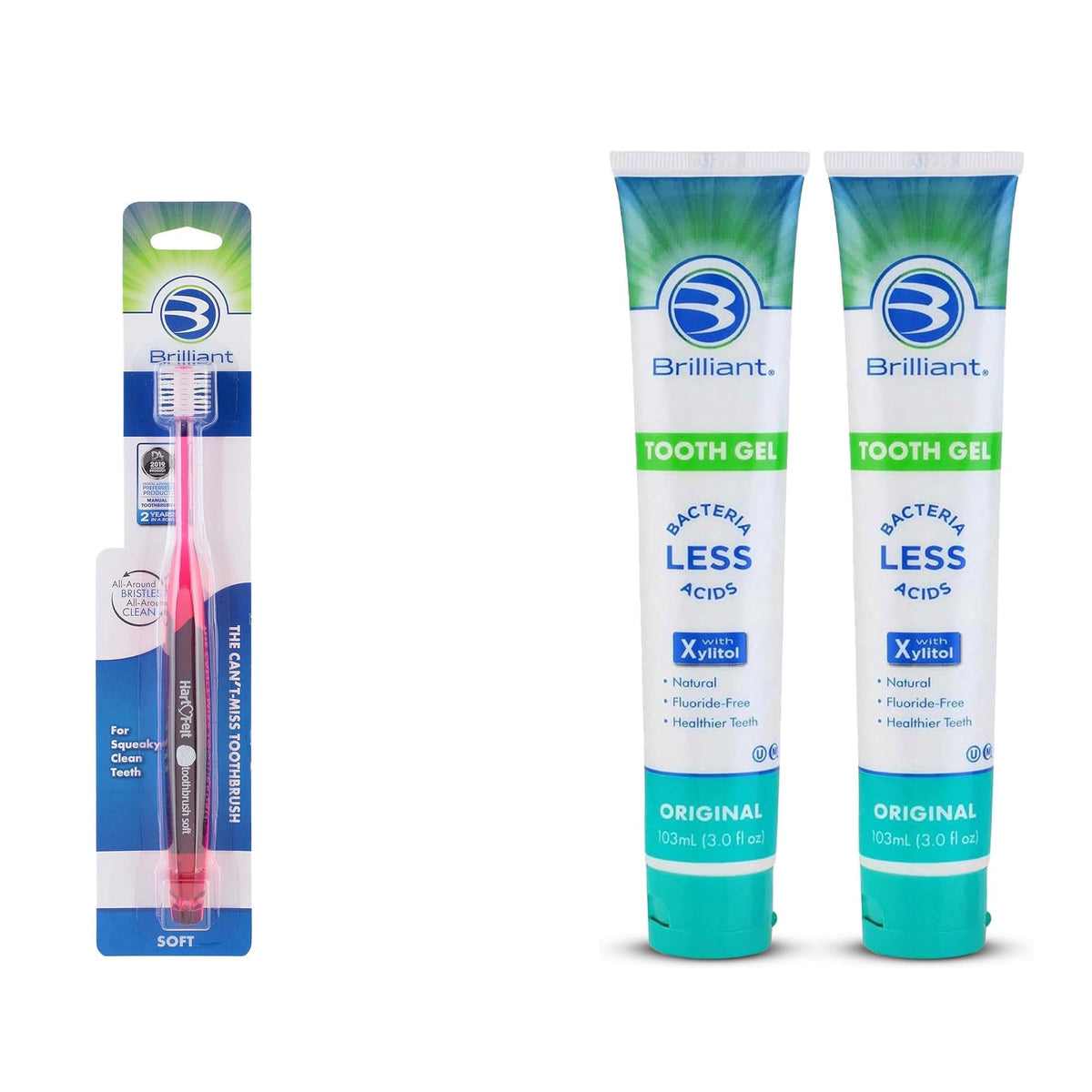 Red Brilliant adult toothbrush with soft bristles