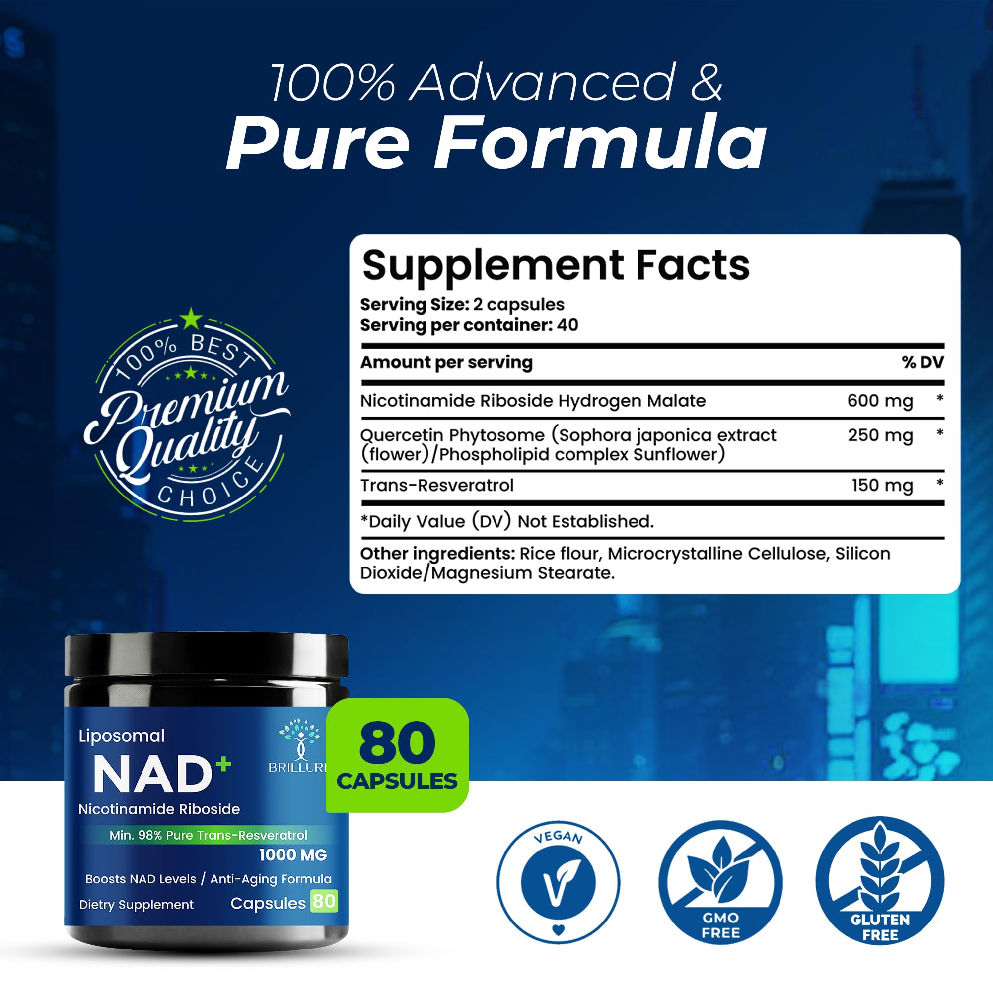 Close-up of NAD+ liposomal formula capsule serving