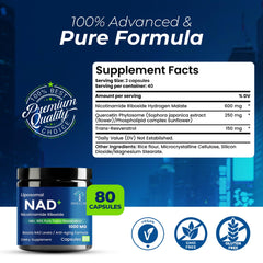 Close-up of NAD+ liposomal formula capsule serving