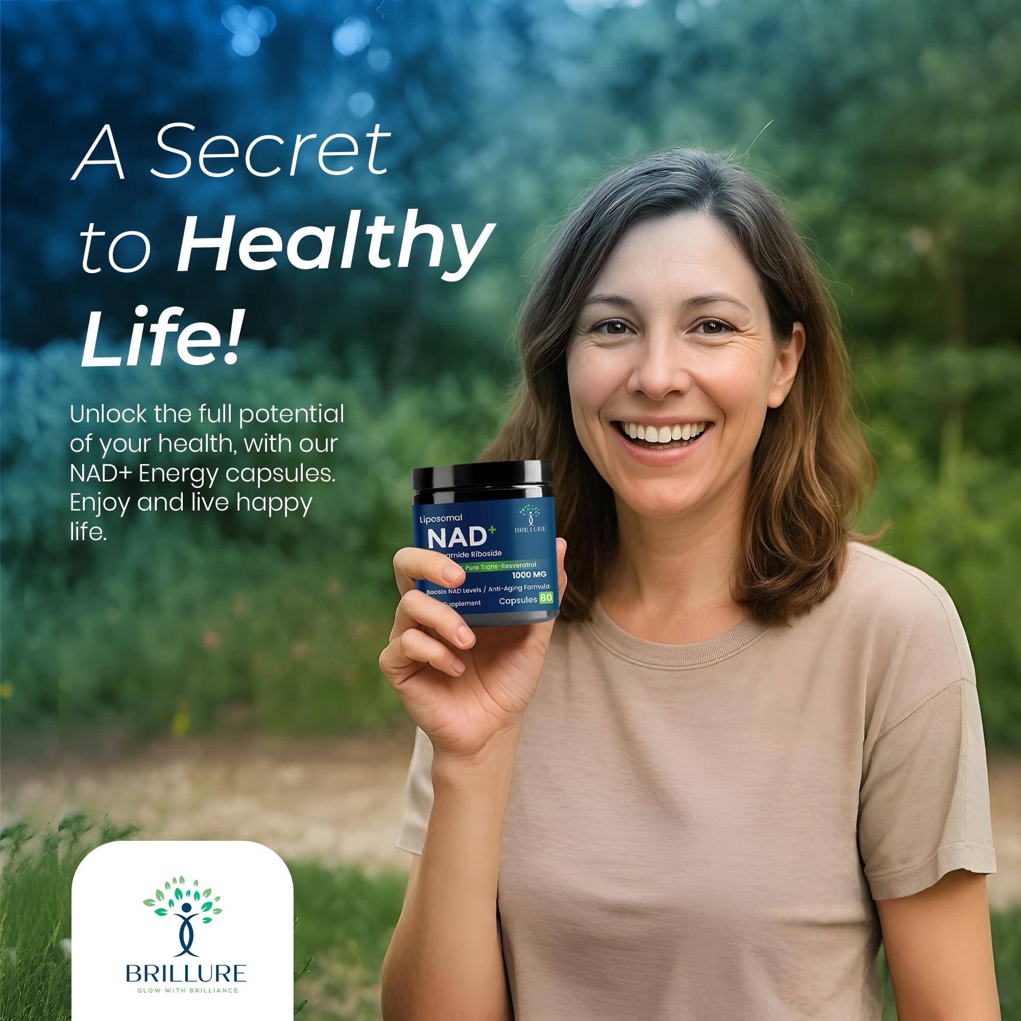 Illustration of brain health and focus with Brillure NAD+