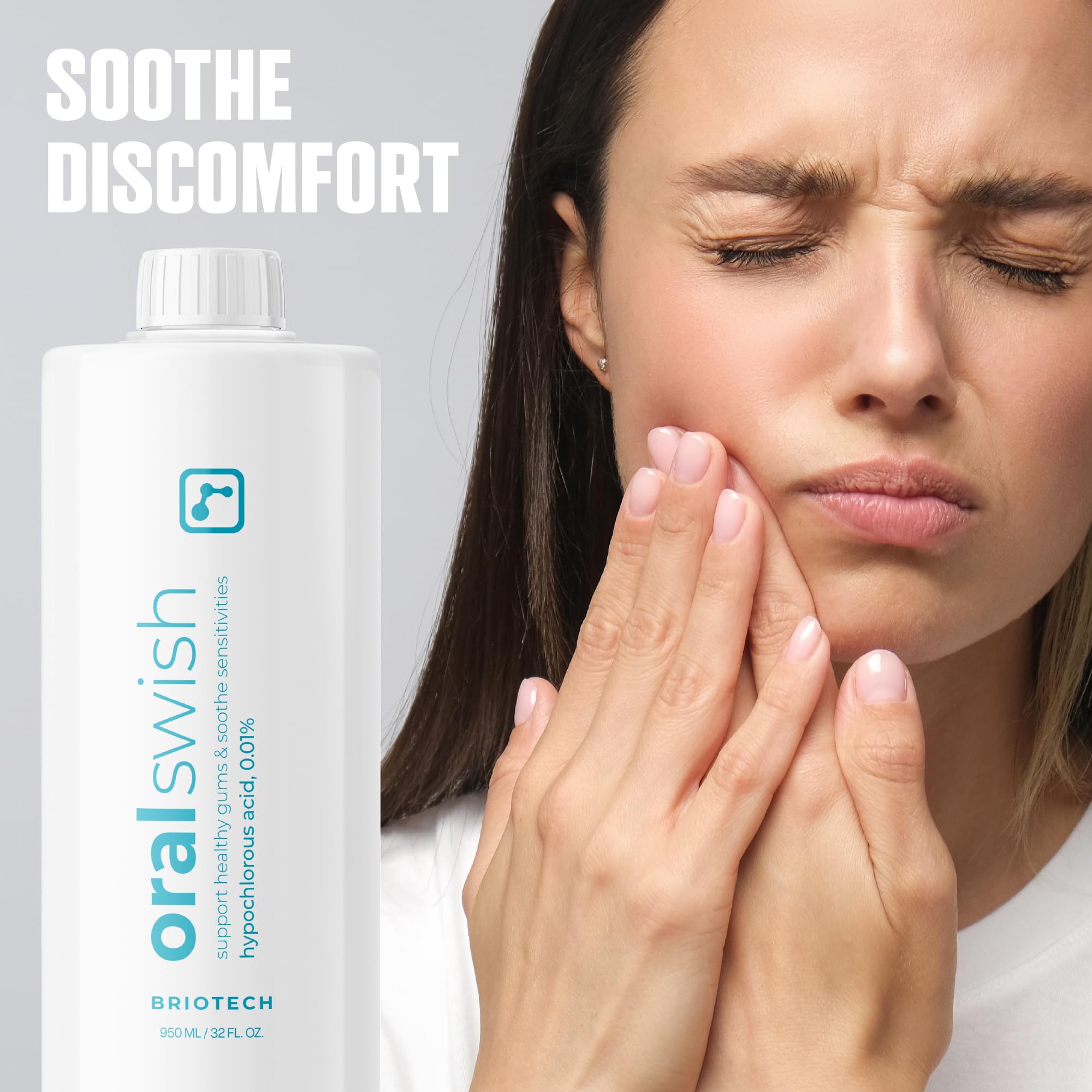 Close-up of BRIOTECH Oral Swish product label