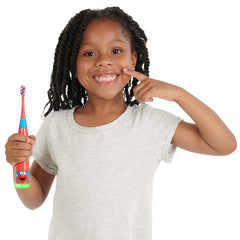 Two soft brush heads included: blue and red