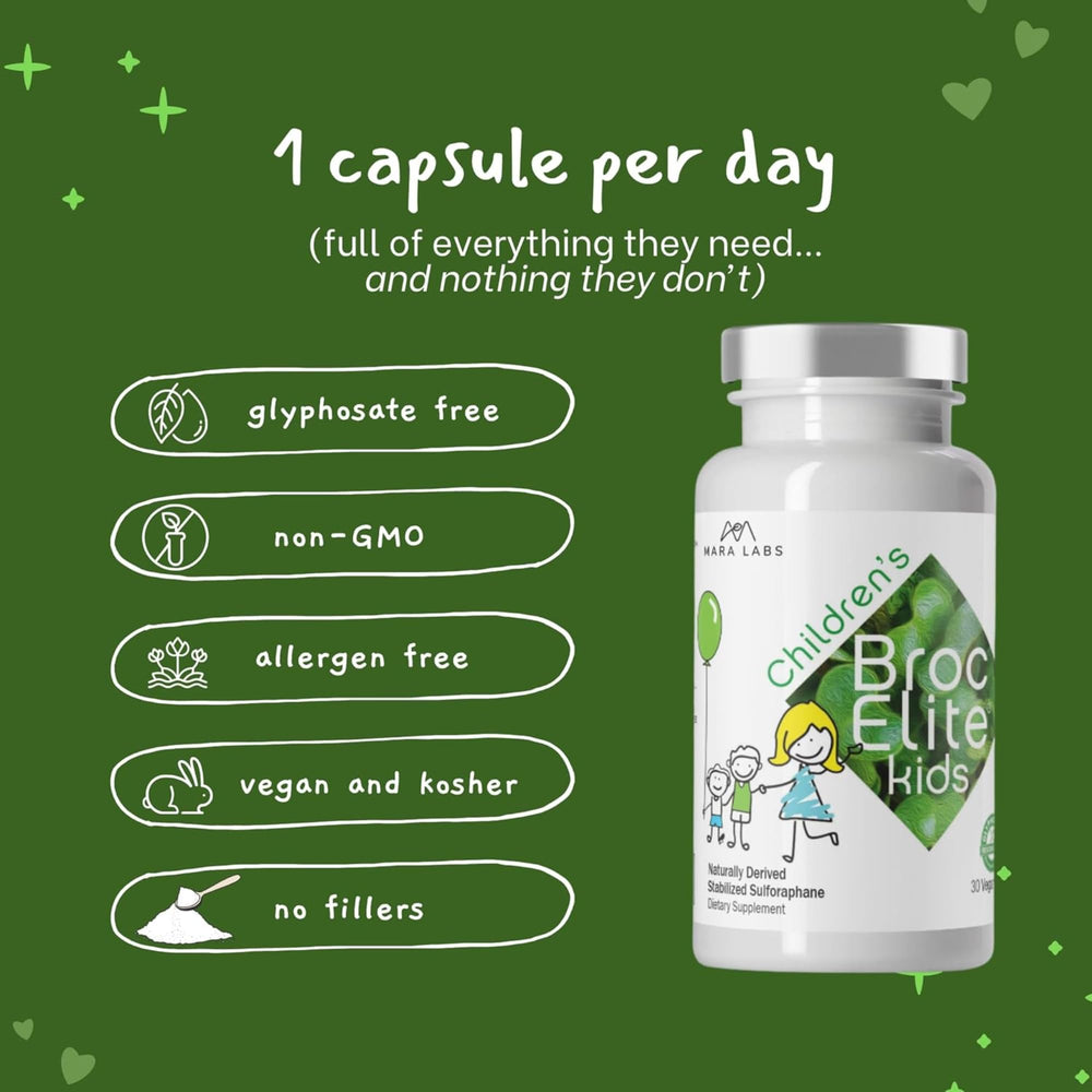 BrocElite Kids bottle with 60 vegan capsules