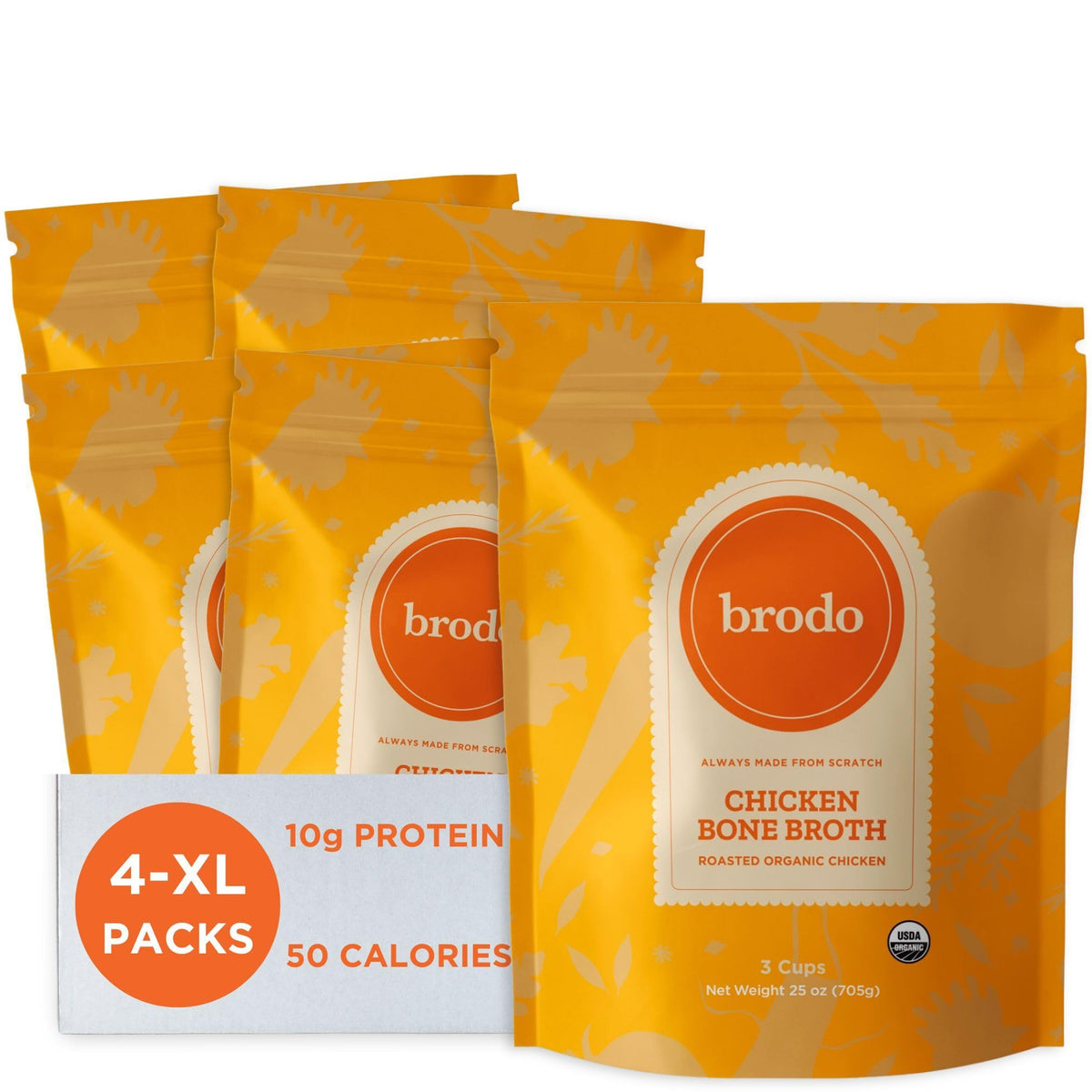 Brodo Organic Chicken Bone Broth 4x25 oz pouches hero image