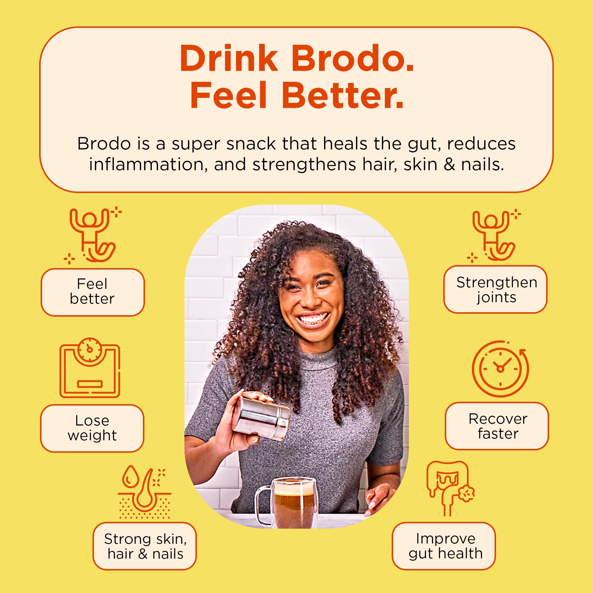 Cup of hot Brodo organic bone broth ready to sip