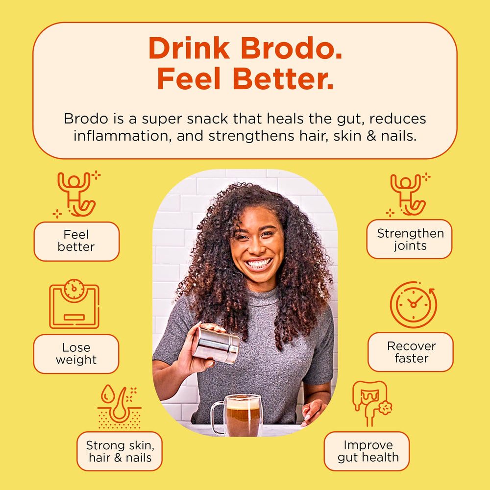 Cup of hot Brodo organic bone broth ready to sip