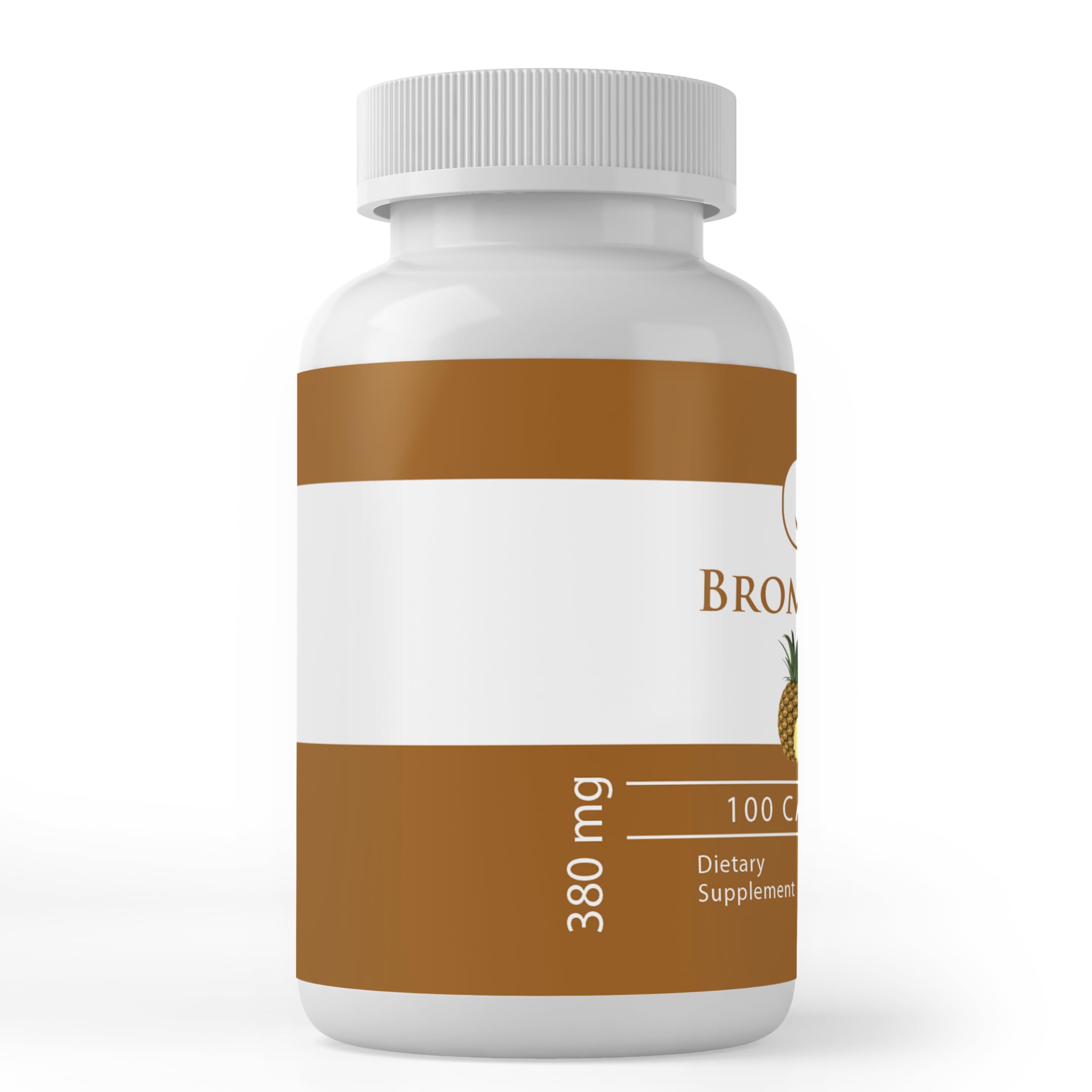 Close-up of Bromelain capsules label showing no additives