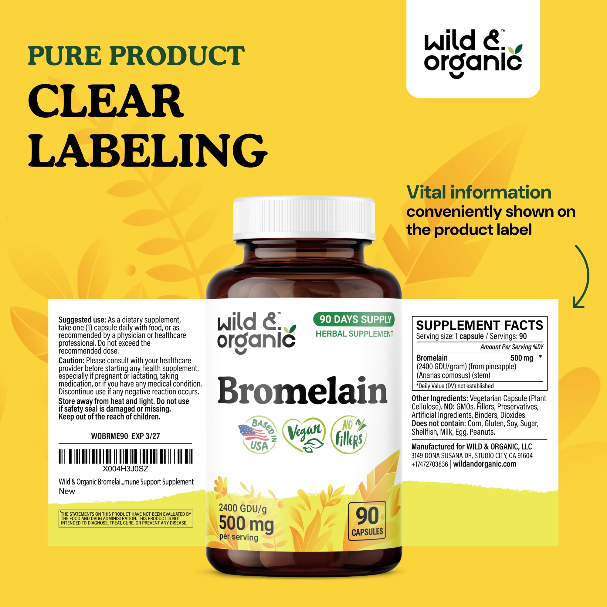 Bromelain supplement packaging showing 90 count