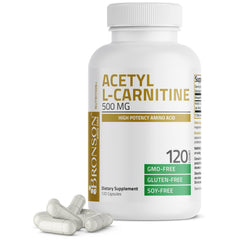 Bronson Acetyl L-Carnitine 500 mg bottle with 120 capsules
