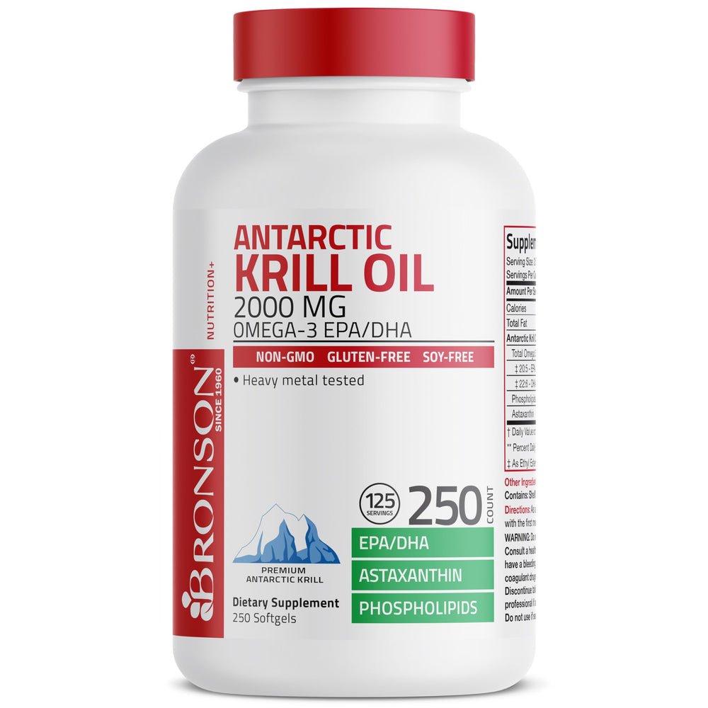 Laboratory tested label on Bronson Antarctic Krill Oil