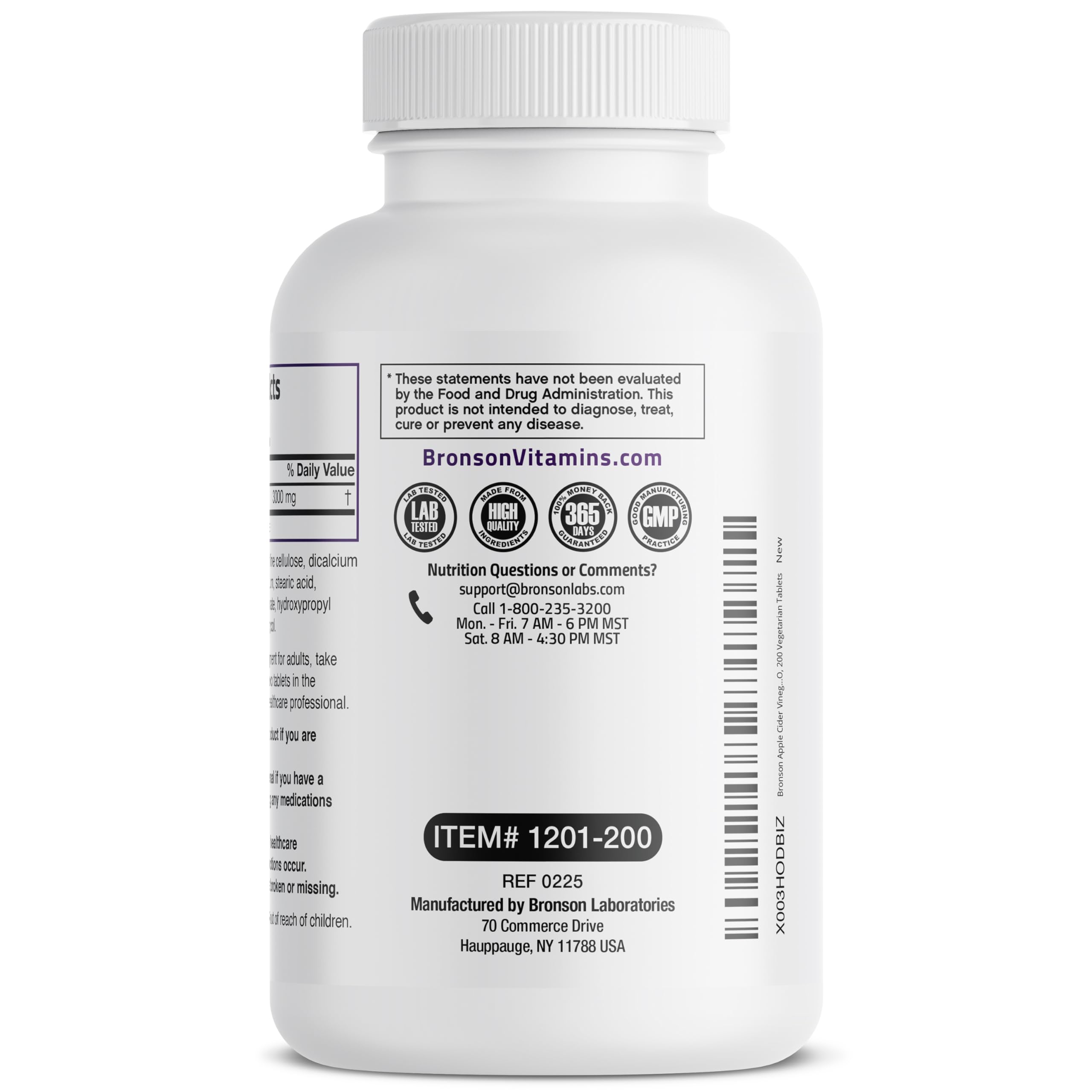 Bronson Apple Cider Vinegar 3000 mg tablets bottle on counter ready for daily routine.