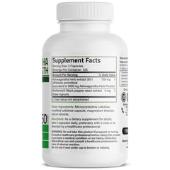 Close-up of Bronson Ashwagandha extra strength bottle and packaging