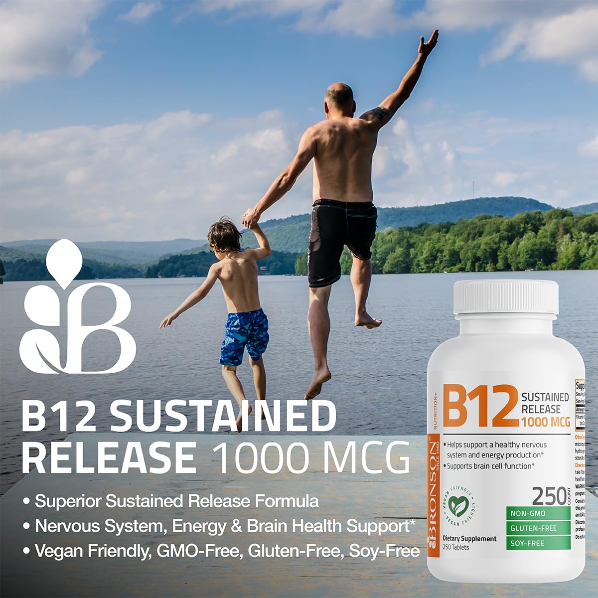 Gluten-free and soy-free labels on B12 bottle