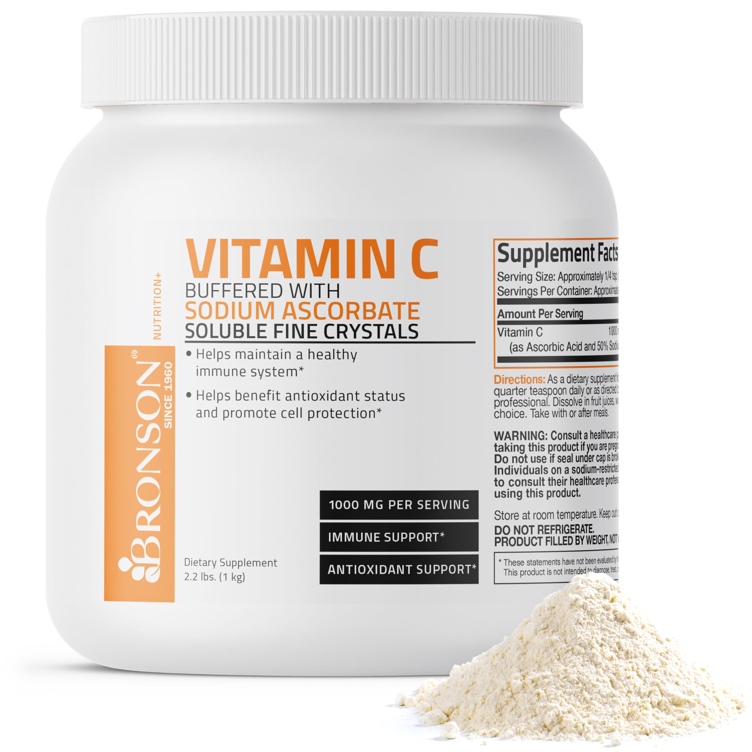Front view of Bronson Buffered Vitamin C Powder 1kg