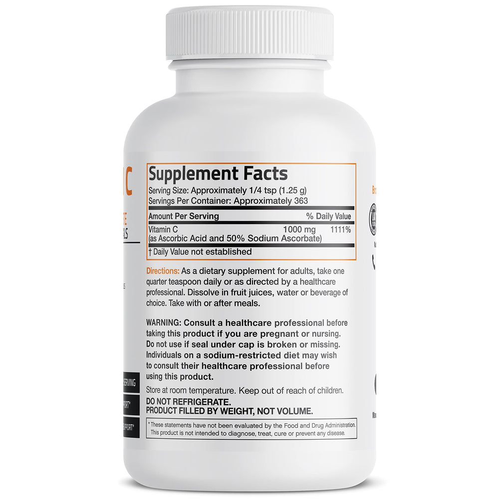 Buffered Vitamin C powder with sodium ascorbate crystals