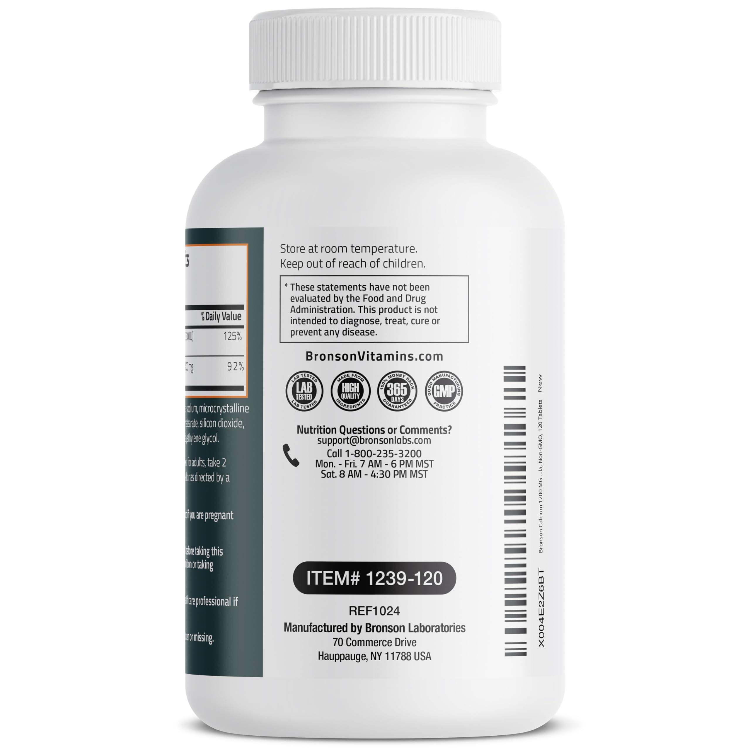 Bronson Calcium + Vitamin D3 packaging and tablets