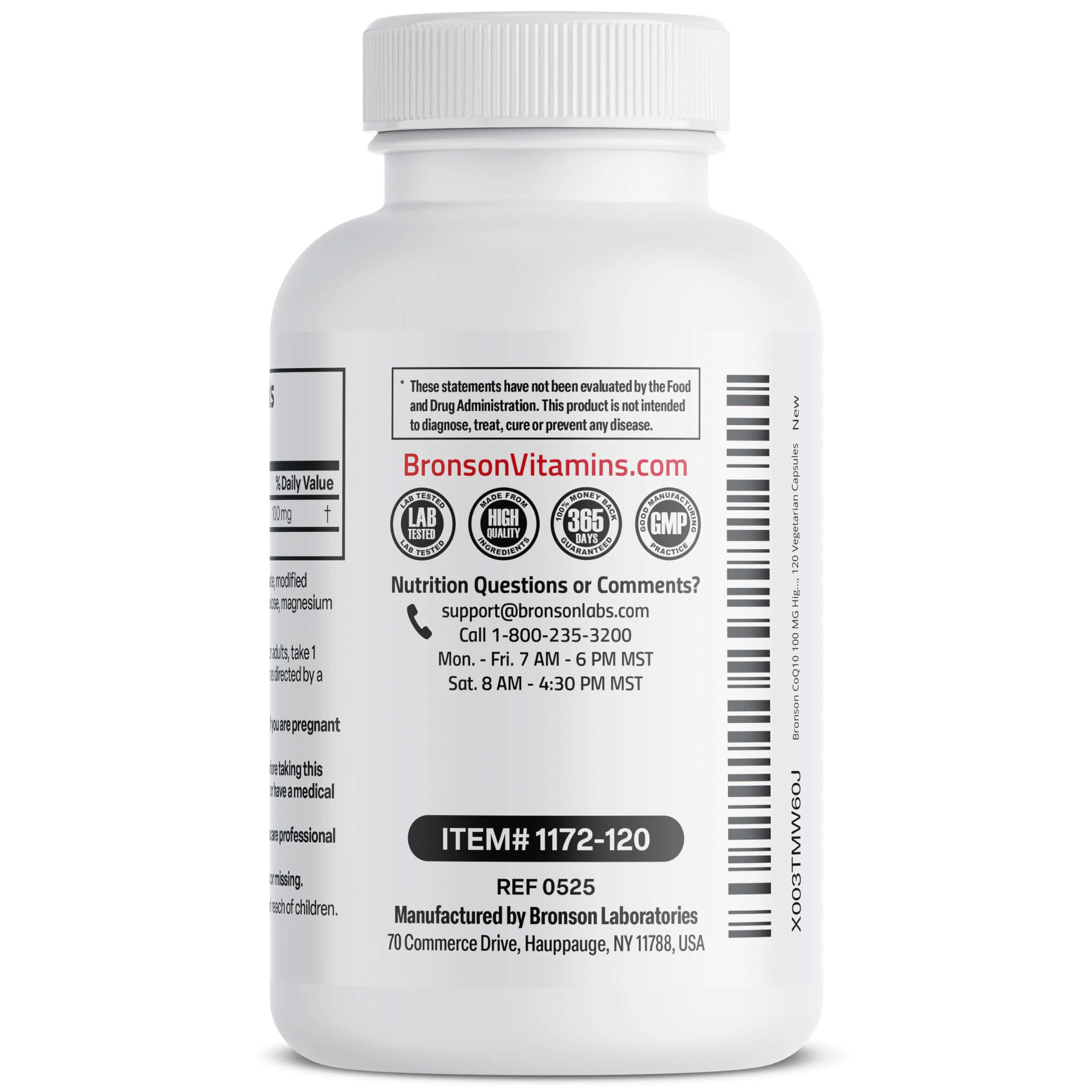 Eight vegetarian capsules shown with label details