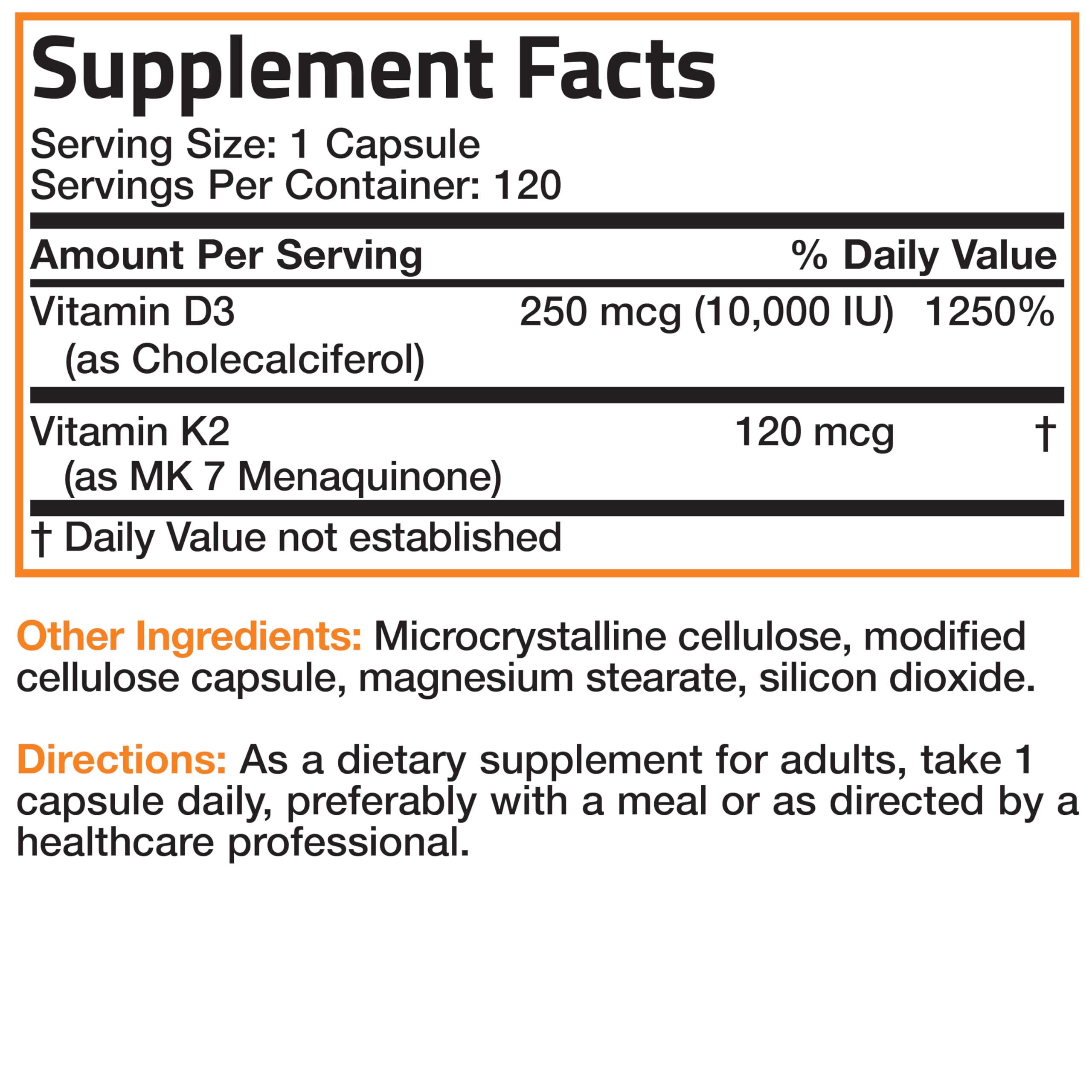 Image showing easily-swallow capsules of Vitamin D3 and K2