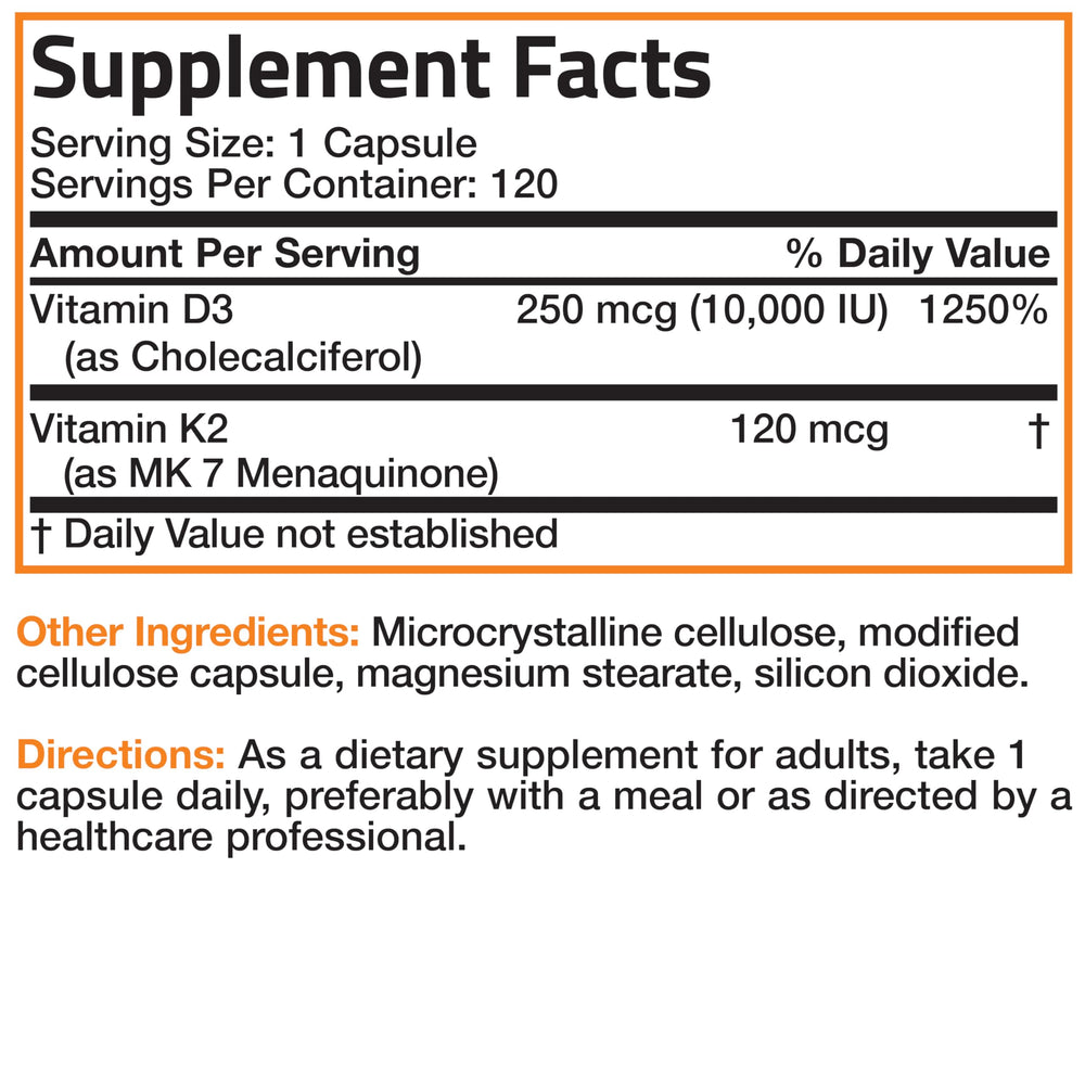 Image showing easily-swallow capsules of Vitamin D3 and K2