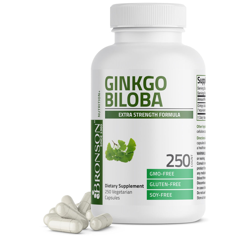 Bronson Ginkgo Biloba bottle for daily brain health support and focus.