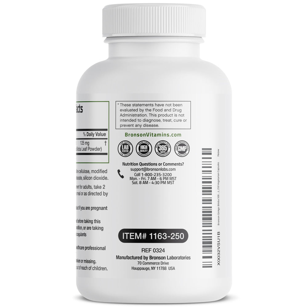 Bronson Ginkgo Biloba bottle in a clean, study-ready setting.