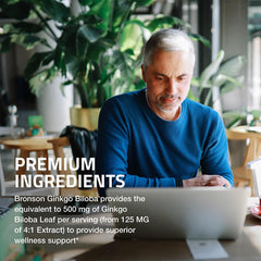 Lab-tested GMO-free gluten-free and soy-free Bronson Ginkgo Biloba