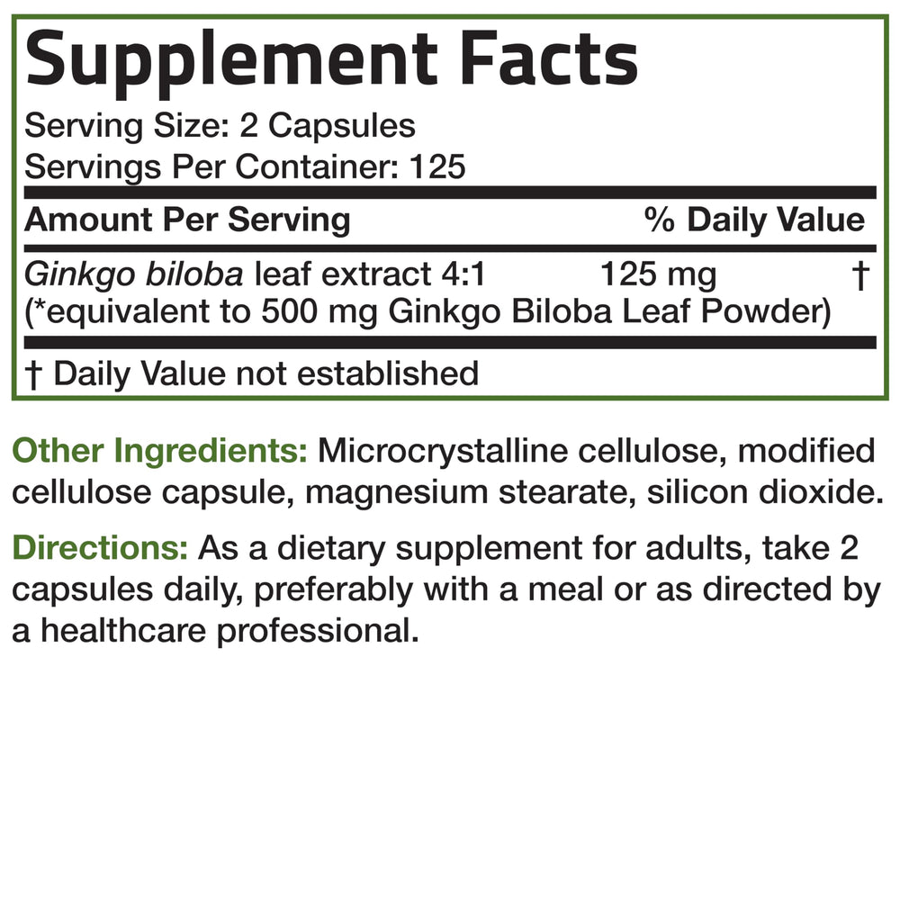 Bronson Ginkgo Biloba capsules on a bright counter ready for daily use.