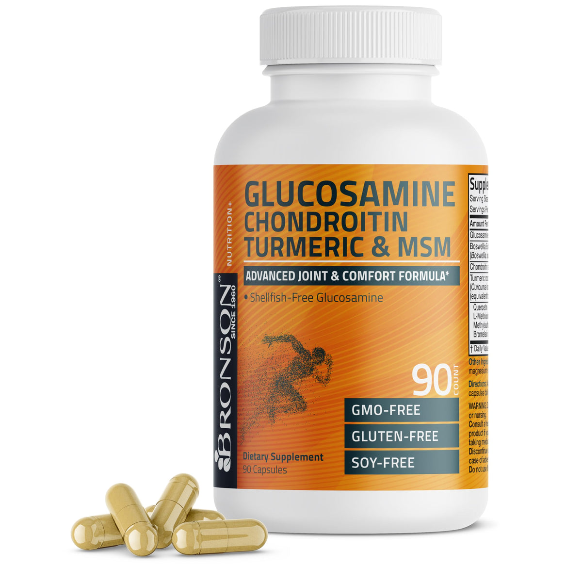 Bronson Glucosamine Chondroitin Turmeric & MSM bottle label