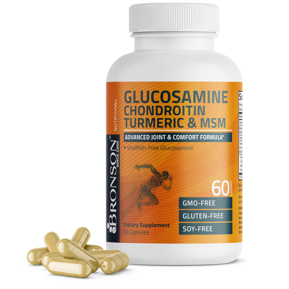 Bronson Glucosamine Chondroitin Turmeric MSM bottle – 60 capsules