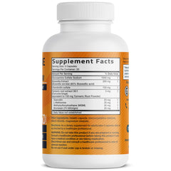 Close-up of Bronson ingredients: glucosamine, chondroitin, turmeric and MSM