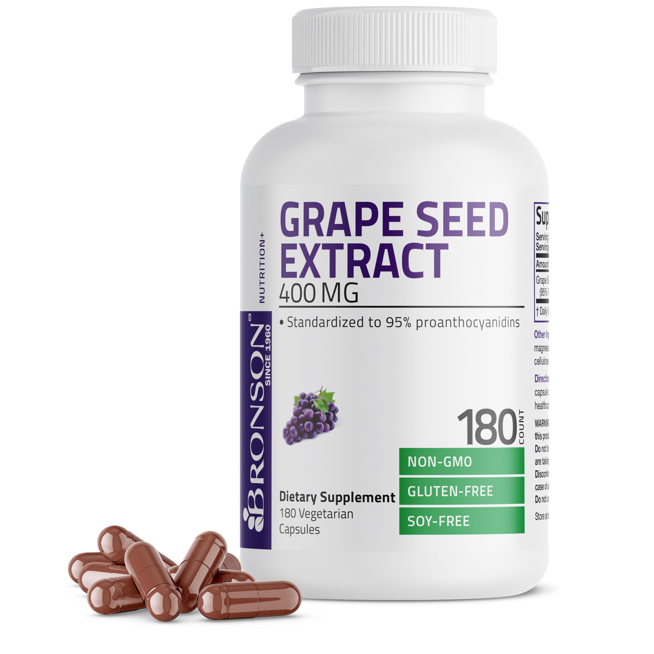 Bronson Grape Seed Extract 400 mg bottle front label