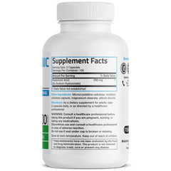 Bronson Hyaluronic Acid 200 mg bottle back with supplement facts
