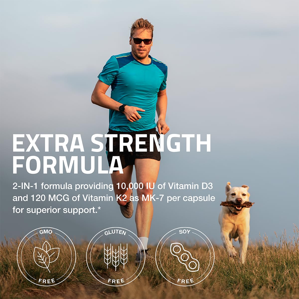 Infographic: Extra Strength K2 and D3 10,000 IU D3 and 120 mcg MK-7