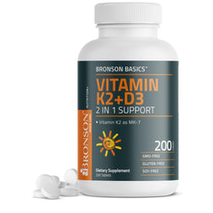 Bronson Vitamin K2 D3 MK-7 200-tablet bottle