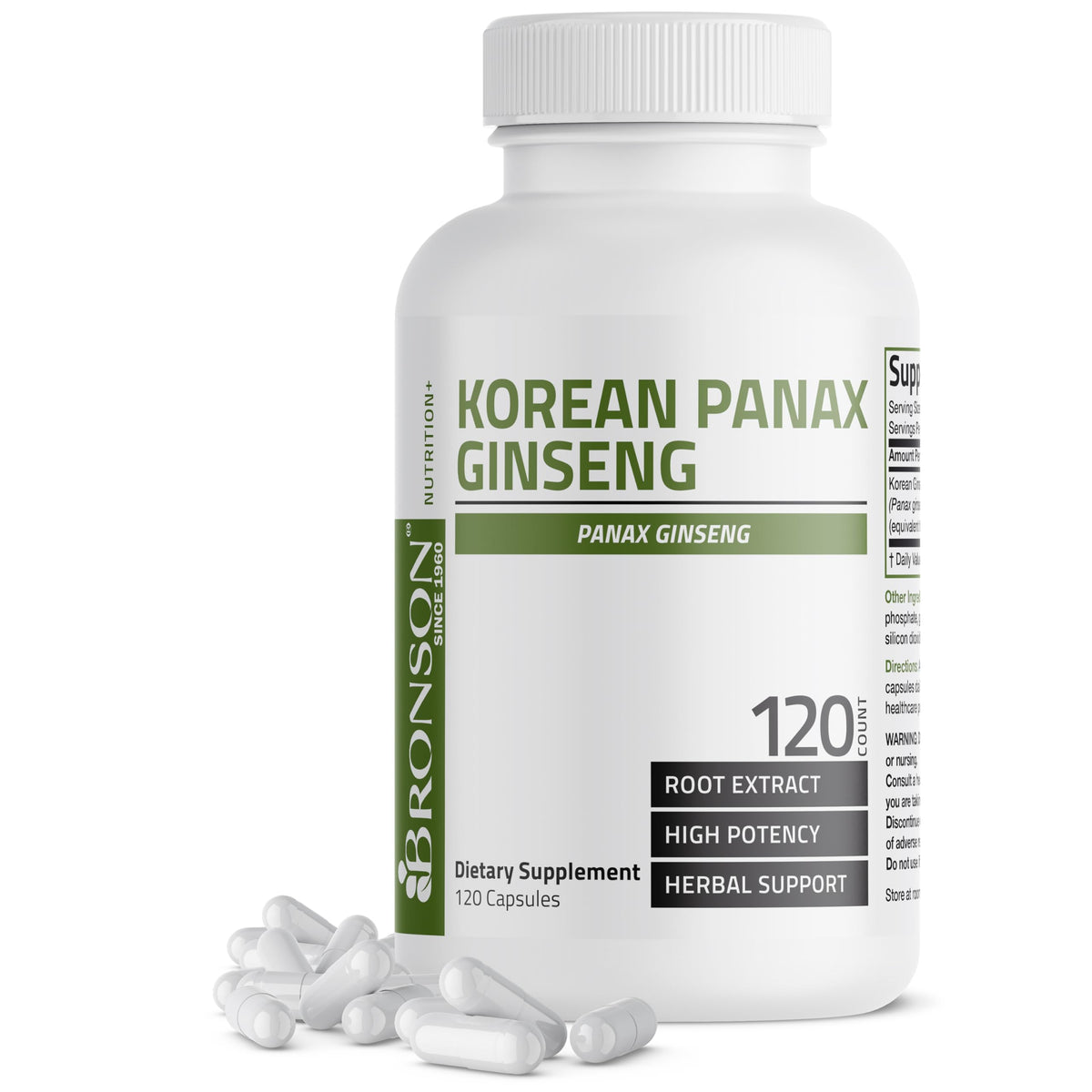 Bronson Korean Panax Ginseng bottle and capsules