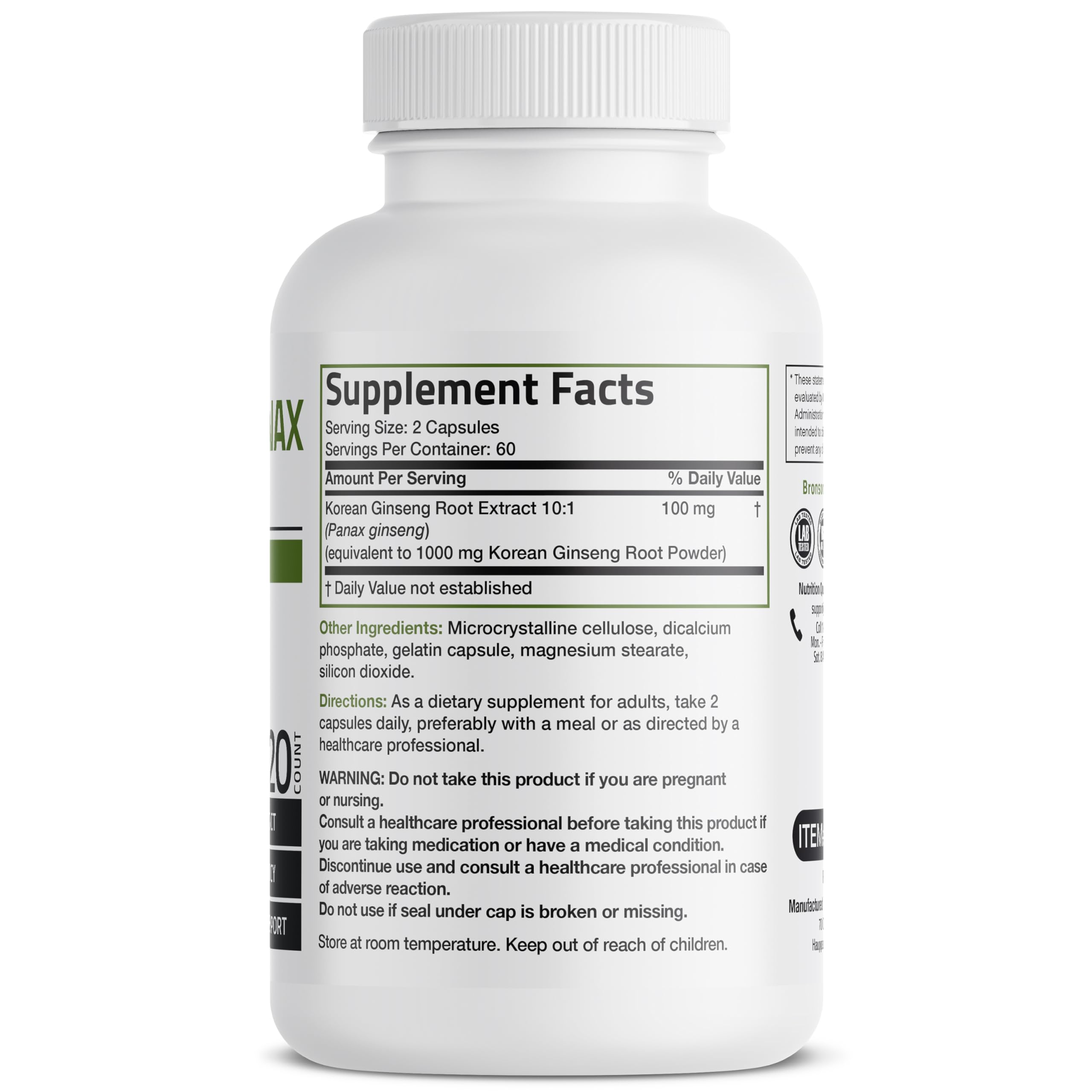 Close-up of Korean Panax Ginseng extract capsules