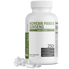 Bronson Korean Panax Ginseng bottle label - 250 capsules