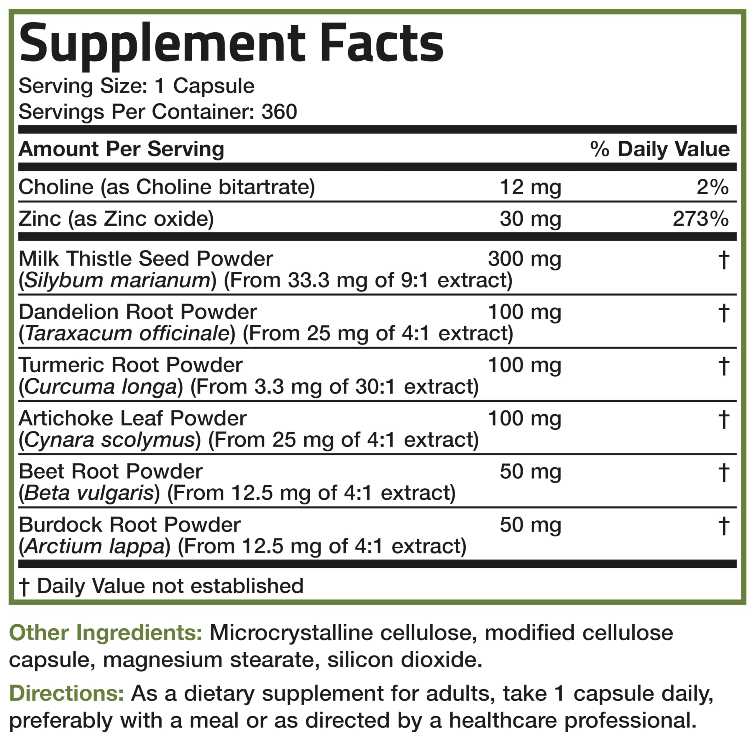 Bronson Liver Detox vegan formula label, soy-free and non-GMO confidence