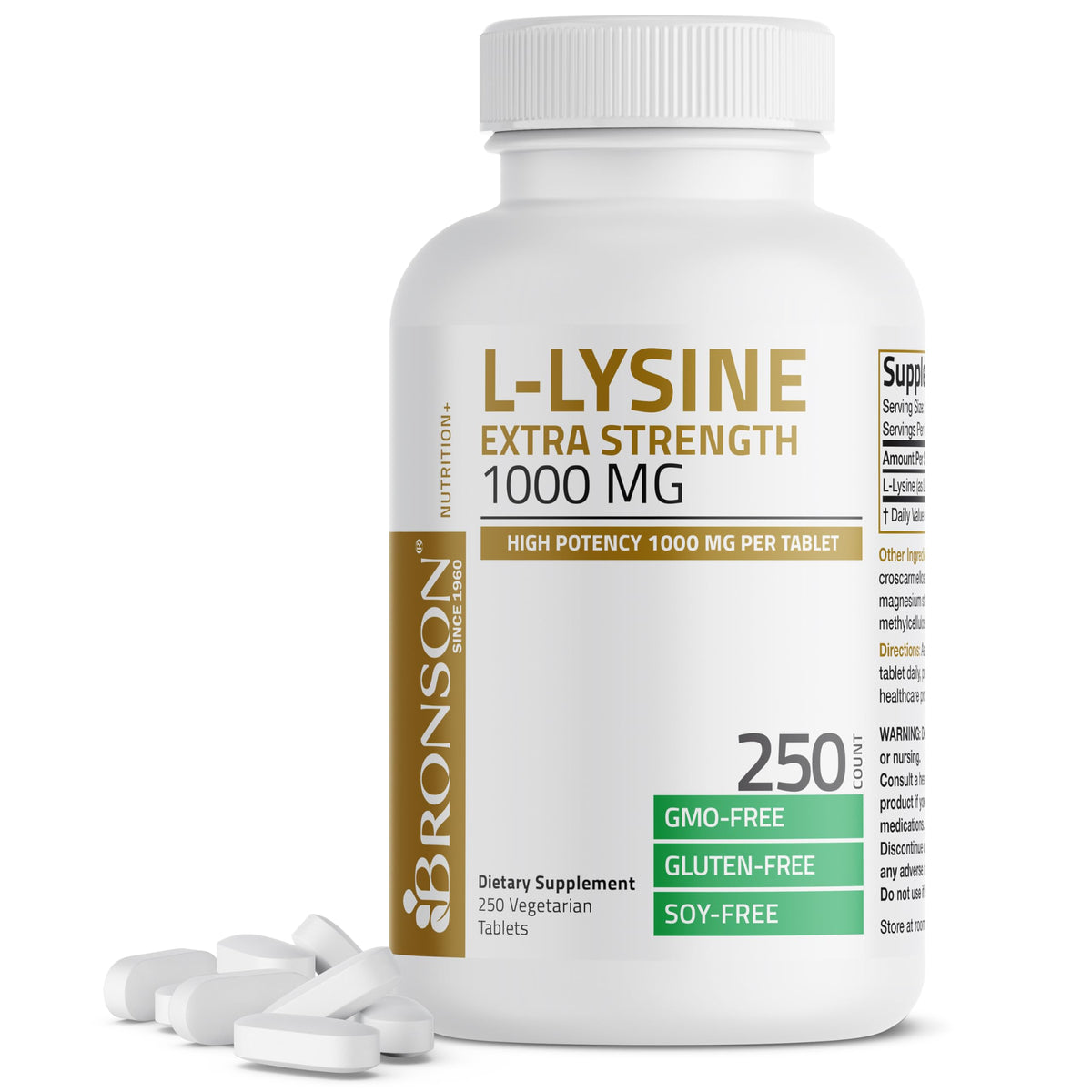 Bronson L-Lysine 1000 mg vegetarian tablet - 250 count