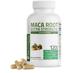 Bronson Maca Root Extra Lepidium Meyenii 120 Vegetarian Capsules bottle - front view